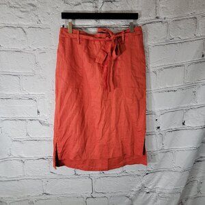 Catherine Malandrino Womens M 100% Linen‎ Burnt Orange Pull On Skirt Casual